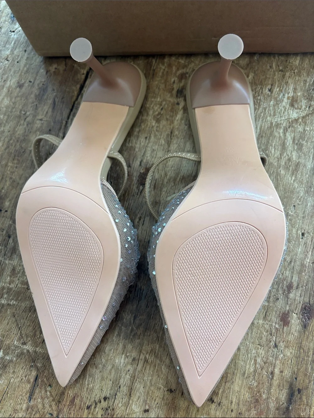 Zara Tan Crystal-Embellished Pointed Slingback Mules - Picture 3 of 4